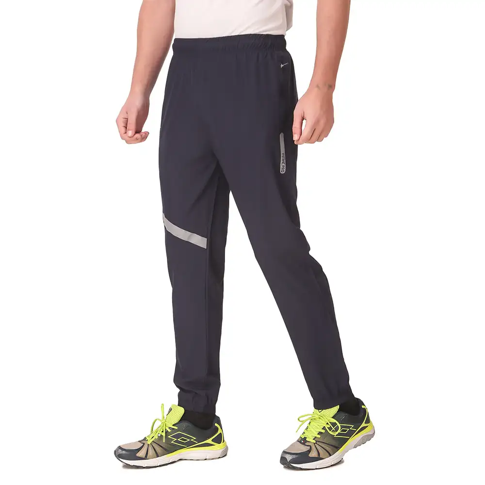 Fitinc NS Polycotton Lycra Jogger with Both Side Zip Pockets,  Navy Blue  Large