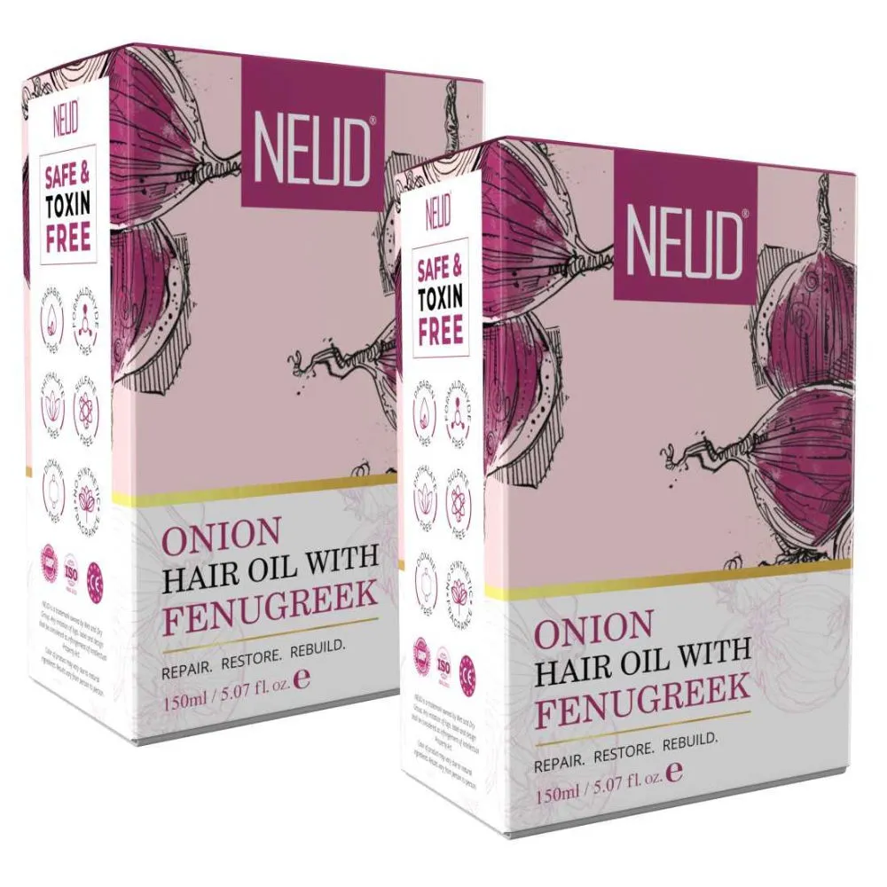 Neud Premium Onion Hair Oil with Fenugreek for Men & Women - Pack of 2