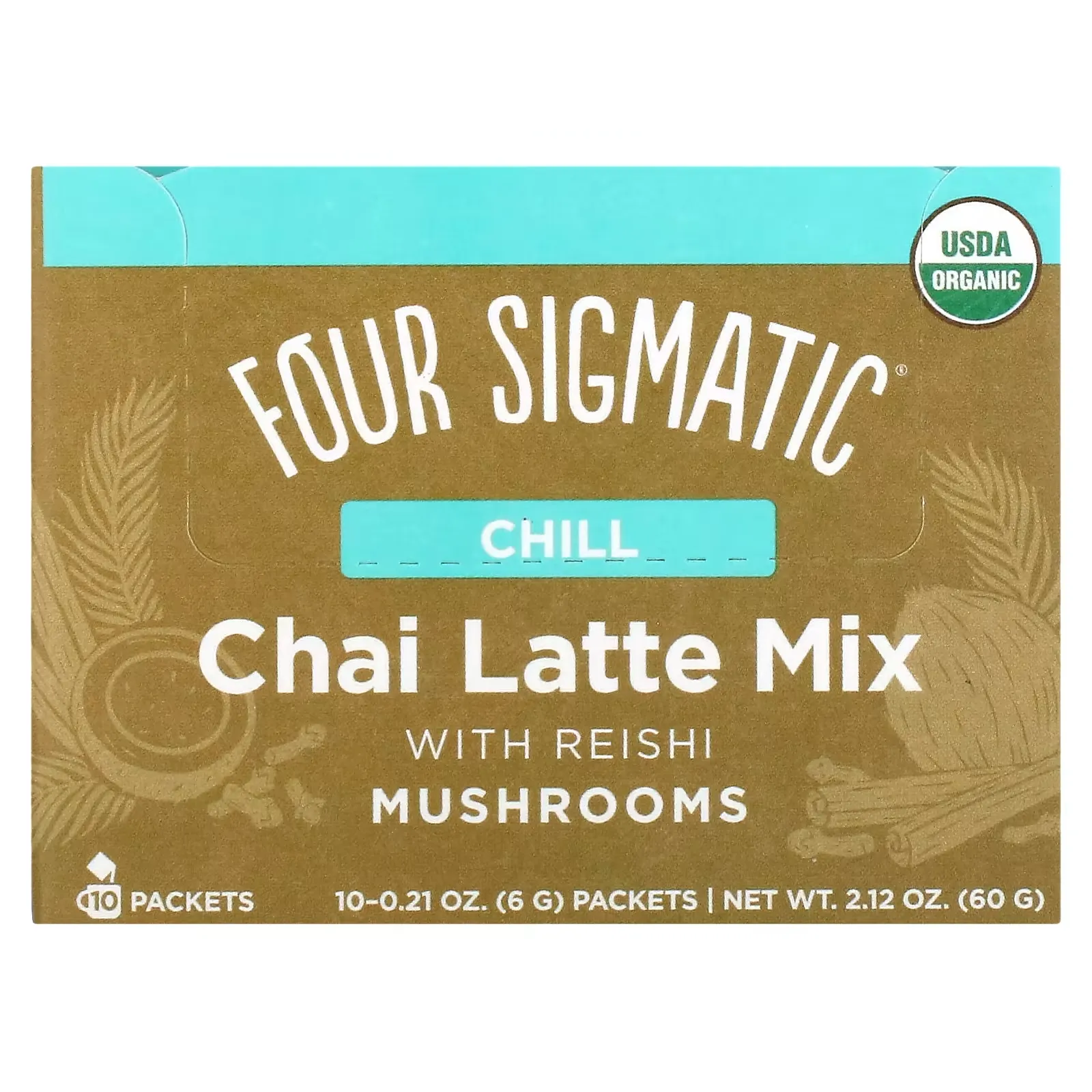 Chai Latte Mix with Reishi Mushrooms, 10 Packets, 0.21 oz (6 g) Each