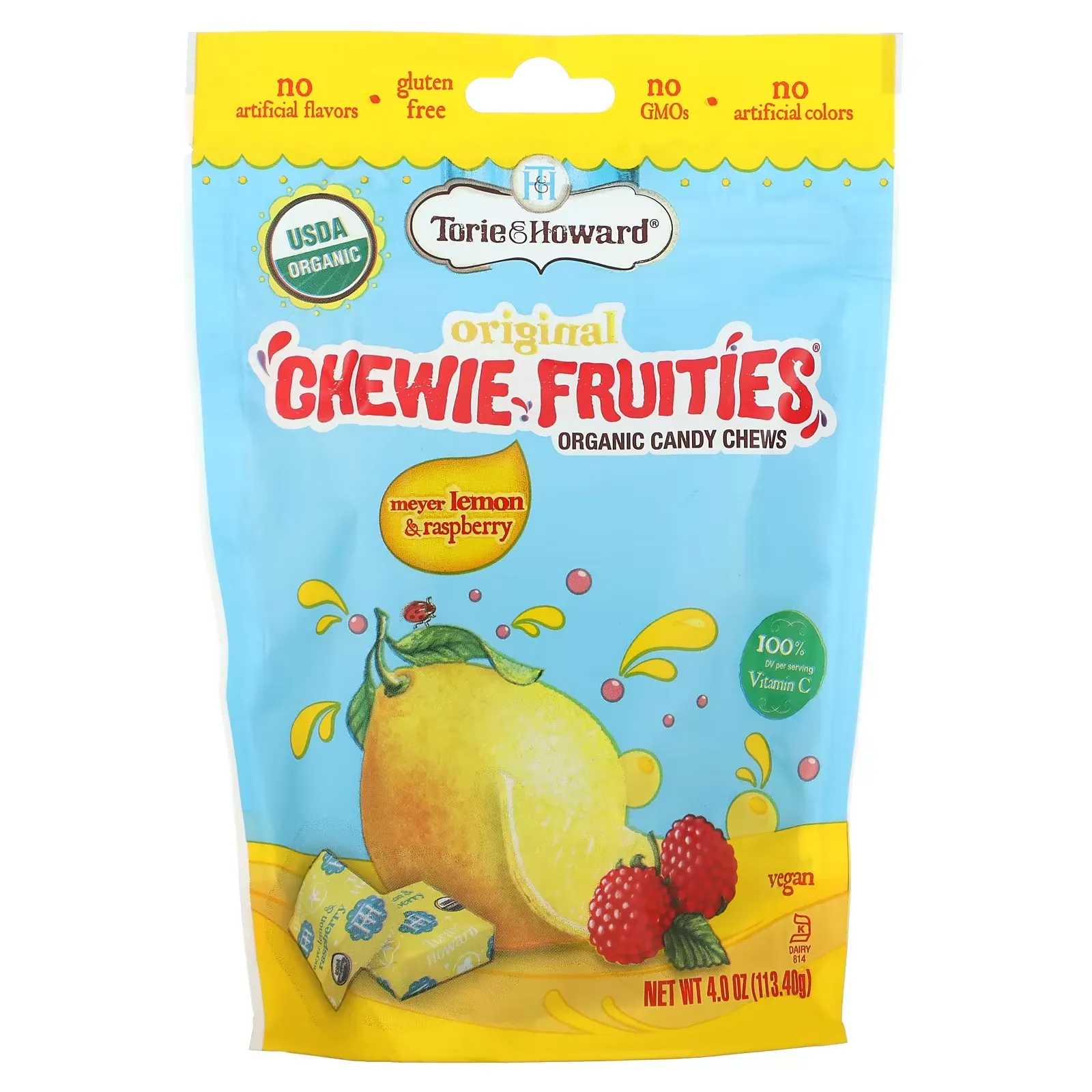 Original Chewie Fruities, Organic Candy Chews, Meyer Lemon & Raspberry, 4 oz (113.40 g)