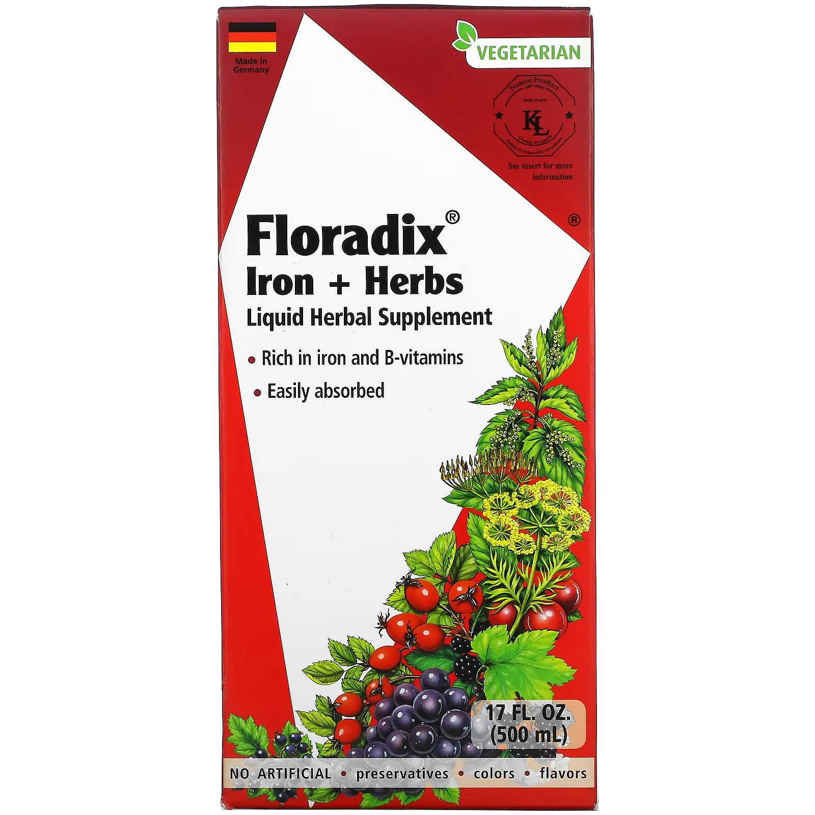 Floradix, Iron + Herbs, 17 fl oz (500 ml)