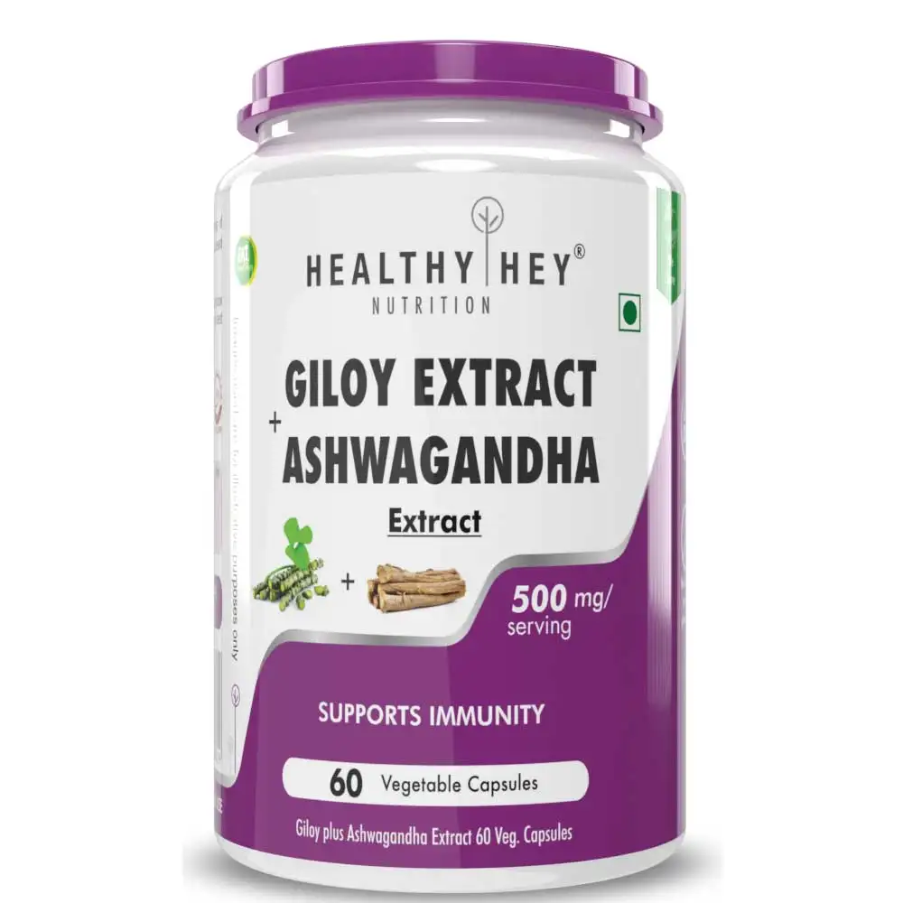 HealthyHey Nutrition Giloy & Ashwagandha Extract,  60 veggie capsule(s)