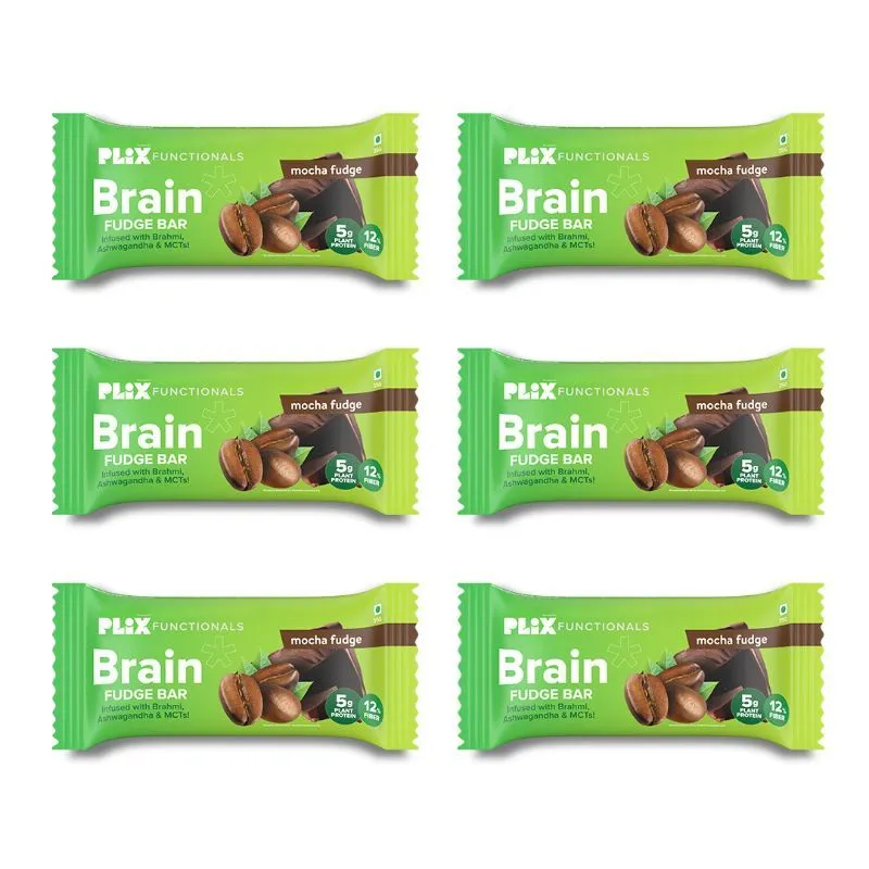 Plix Brain Fudge Bar - Mocha Fudge Flavour - Pack of 6