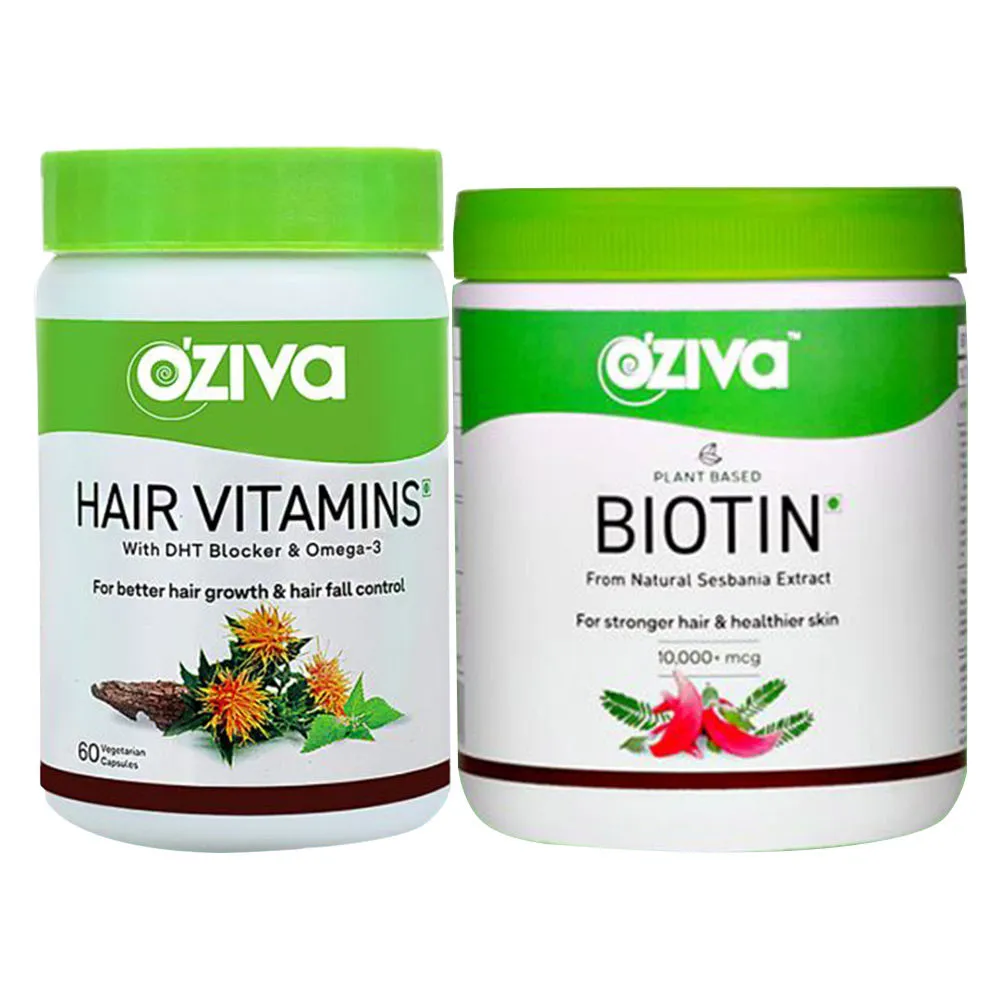 Oziva Healthier Hair Regime (Oziva Hair Vitamins + Oziva Plant Based Biotin)