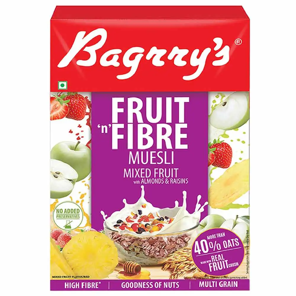 Bagrrys Fruit n Fibre with Almonds & Raisins Muesli,  500 g  Mixed Fruit