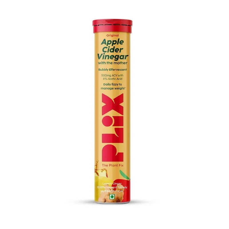 Plix Apple Cider Vinegar Effervescent Tablets - Lemon Ginger Flavour