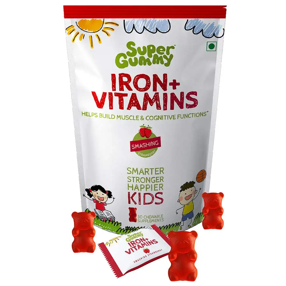 Super Gummy Iron + Vitamins Smashing Strawberry,  30 gummies