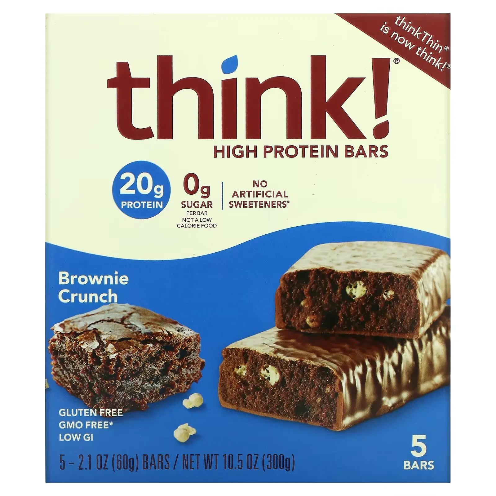 High Protein Bars, Brownie Crunch, 5 Bars, 2.1 oz (60 g) Each