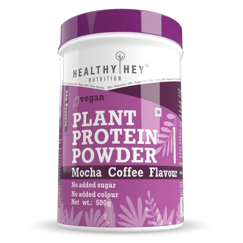 HealthyHey Nutrition Plant Based Vegan Protein Powder, Low Net Carbs - Mocha Coffee