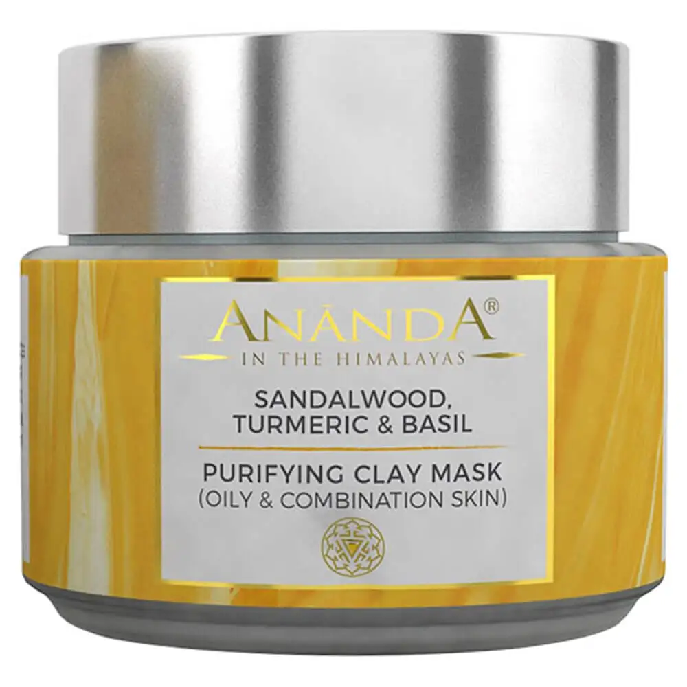 Ananda Purifying Clay Mask for Oily and Combination Skin,  25 g  Sandalwood , Turmeric & Basil