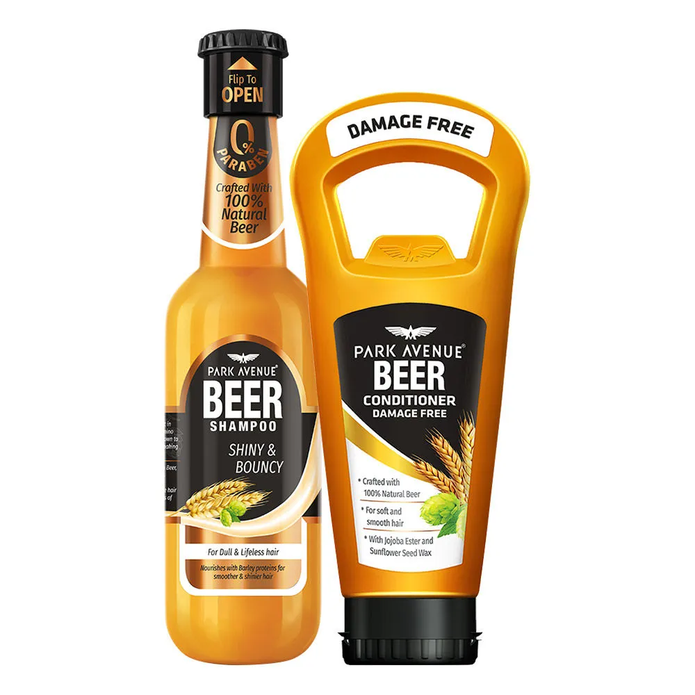 Park Avenue Beer Shampoo Shiny & Bouncy & Conditioner Damage Free Combo