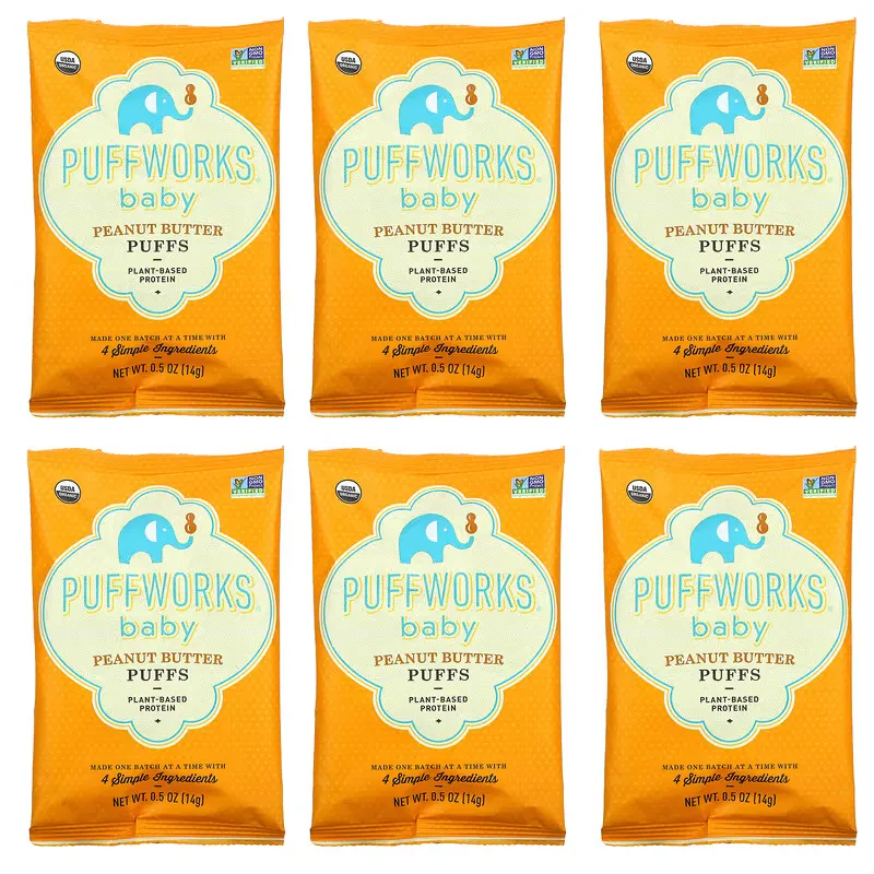 Baby, Puff, Peanut Butter, 6 Pack, 0.5 oz (14 g) Each