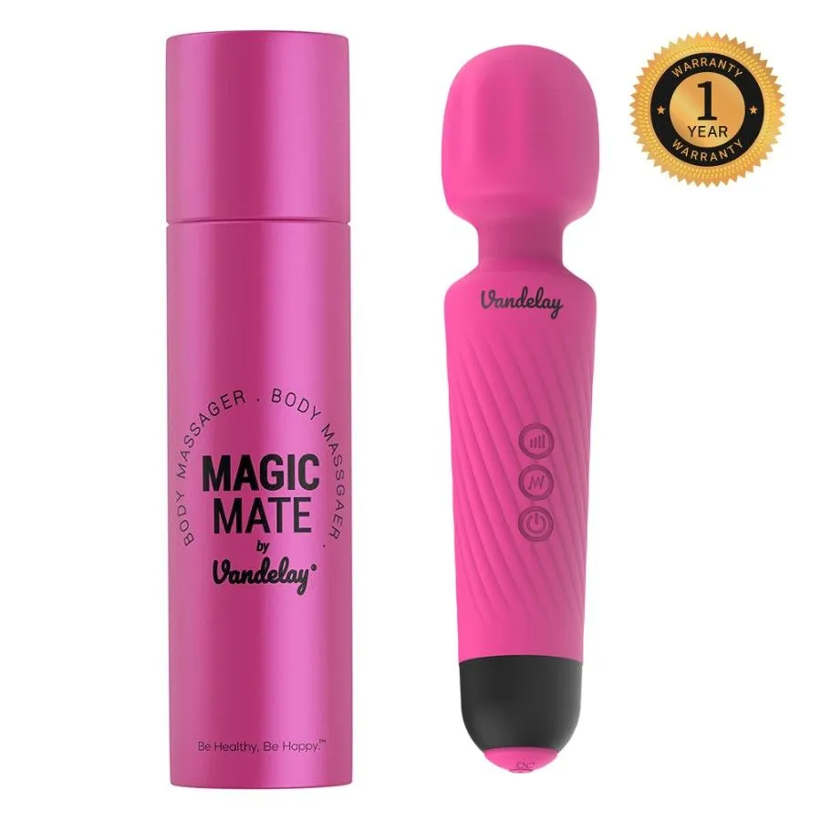 Vandelay Magic Mate-rechargeable Personal Body Massager For Women & Men - Waterproof(cherry Pink)