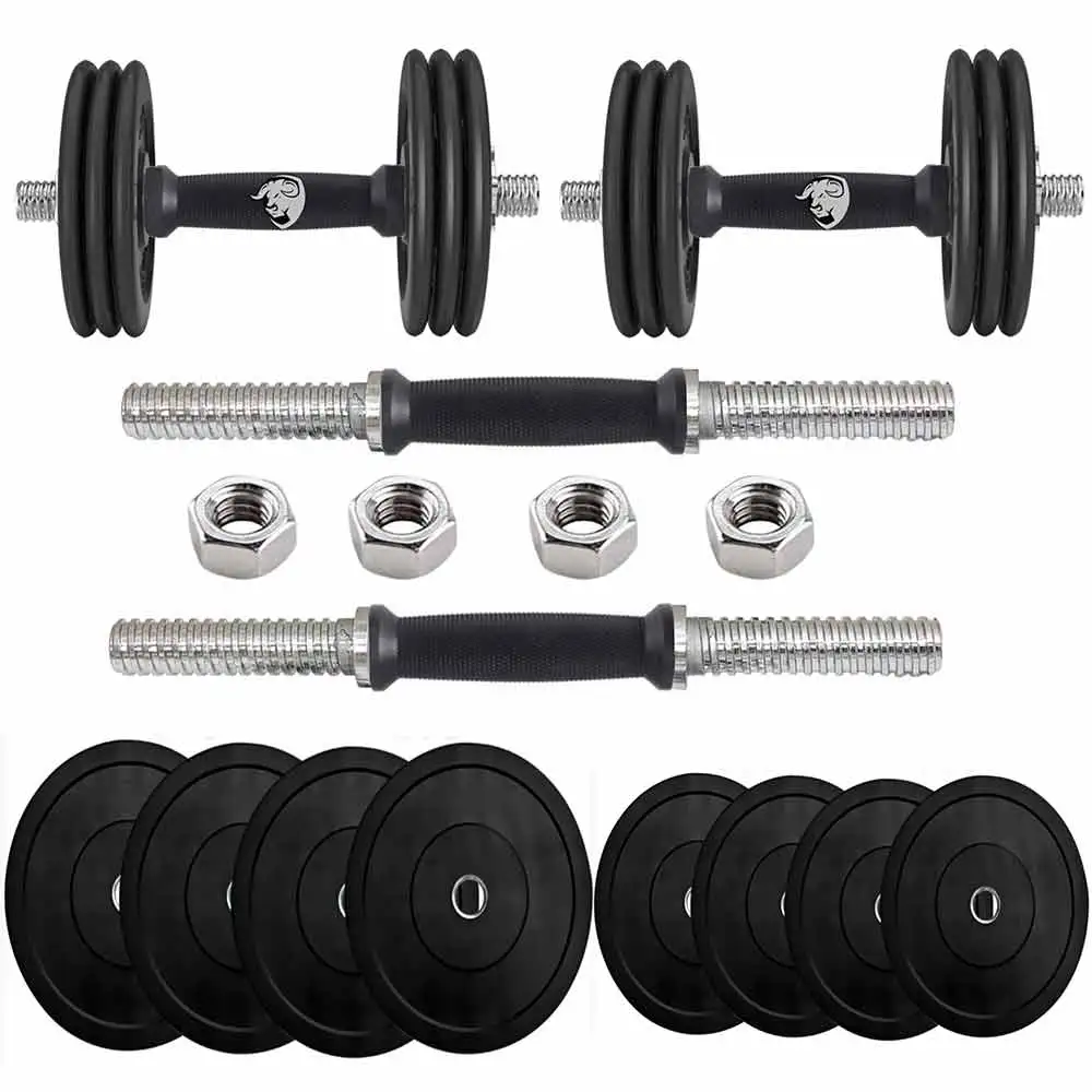 BULLAR Rubber Adjustable Dumbbell Set,  Black & Silver  20 kg