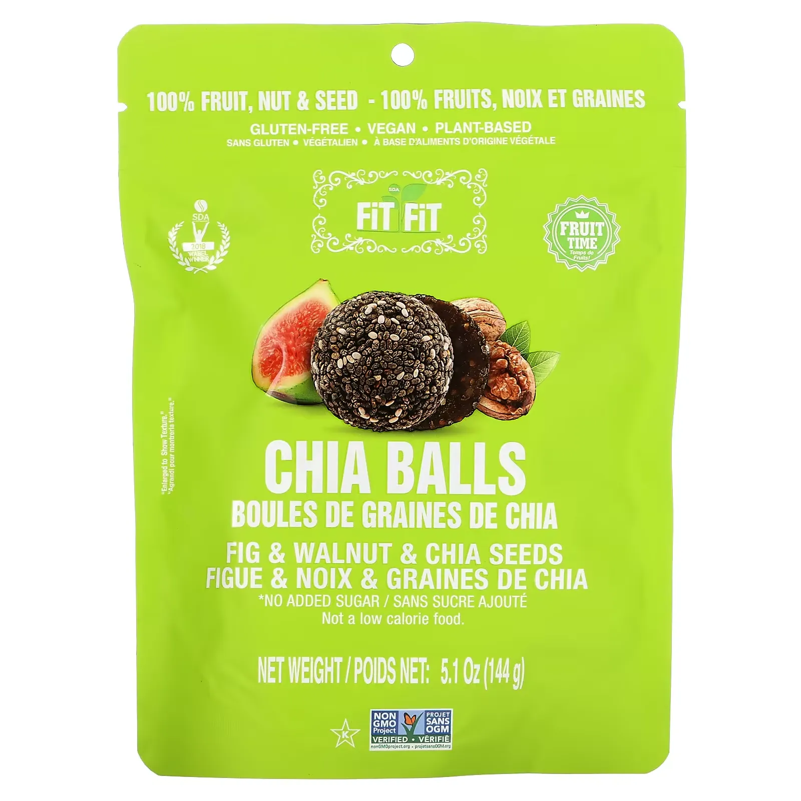 Chia Balls, Figs & Walnuts & Chia Seeds, 5.1 oz (144 g)