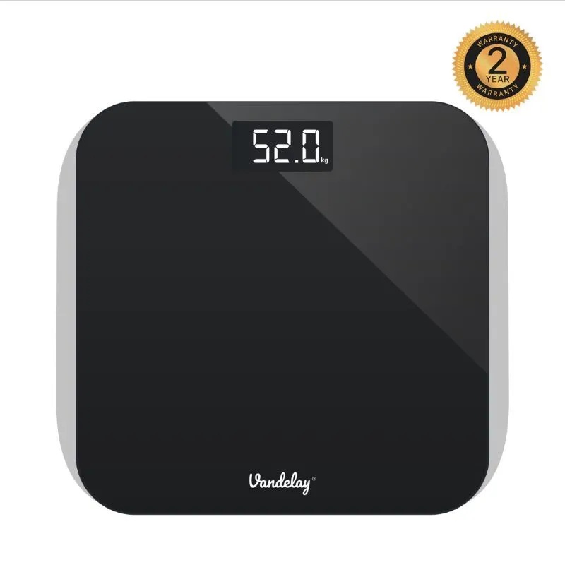 Vandelay Digital Electronic Weighing Scale For Home With Thick Tempered Glass(Black)