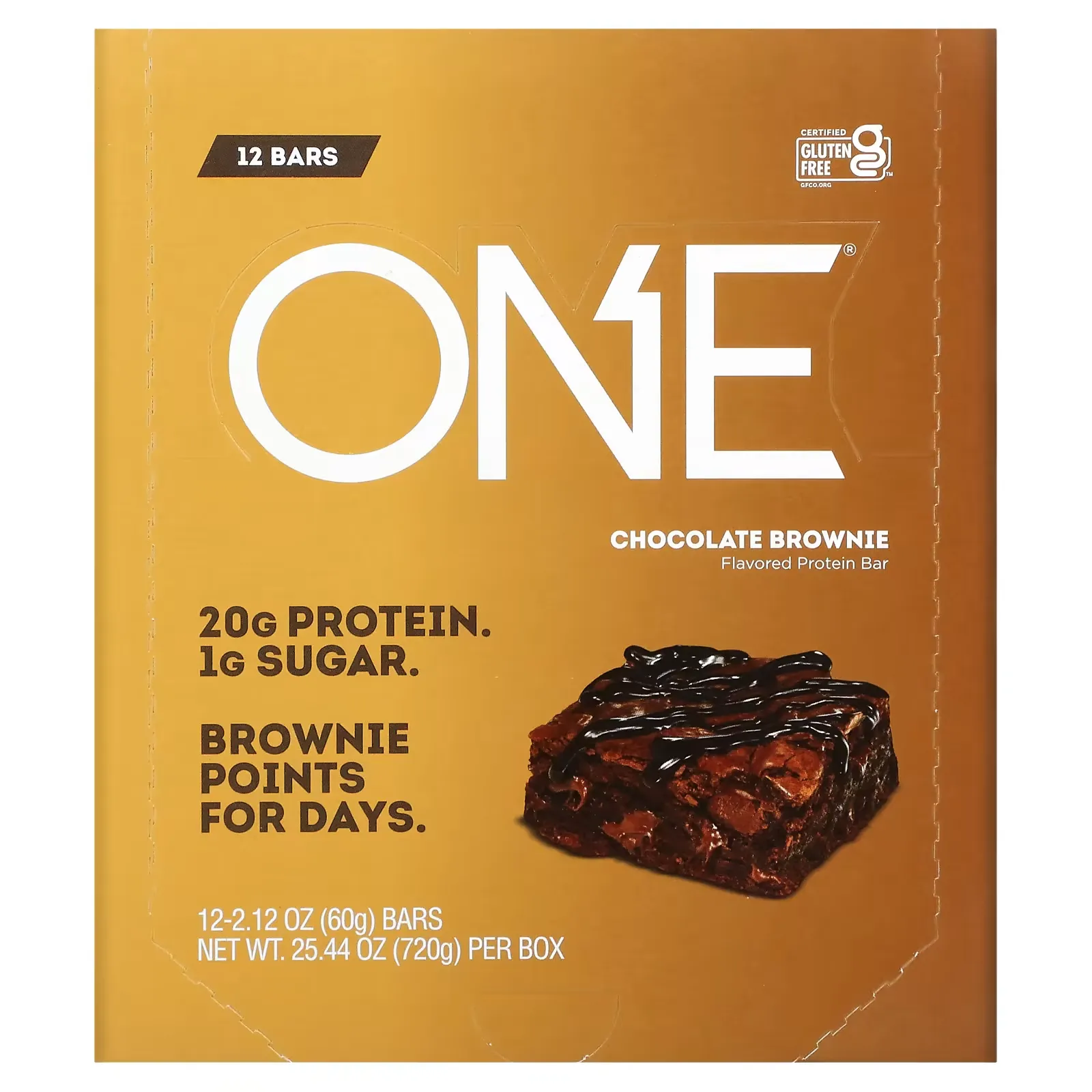 ONE Bar, Chocolate Brownie, 12 Bars, 2.12 oz (60 g) Each