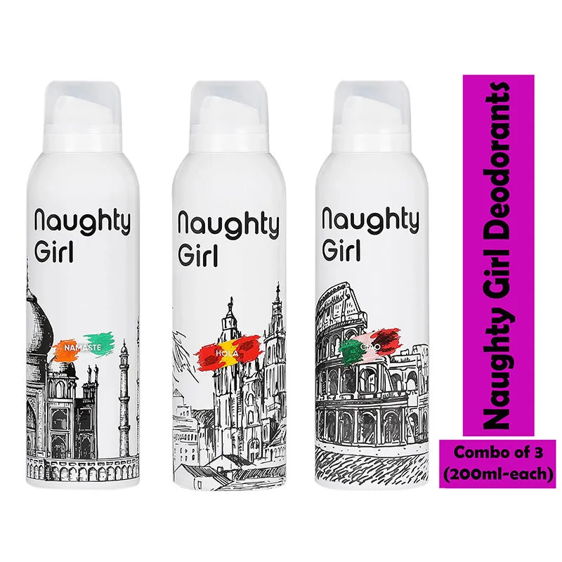 Naughty Girl Namaste Ciao Hola Deodorant - Pack Of 3