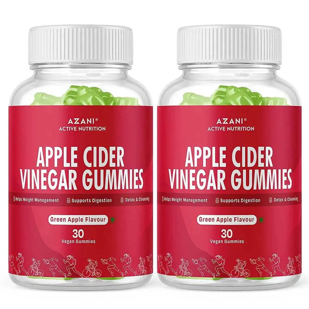 Azani Active Nutrition Apple Cider Vinegar,  30 gummies  Green Apple (Pack of 2)