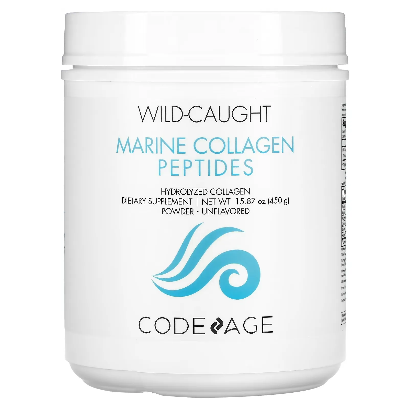 Wild-Caught Marine Collagen Peptides, Hydrolyzed Collagen, Unflavored, 15.87 oz (450 g)