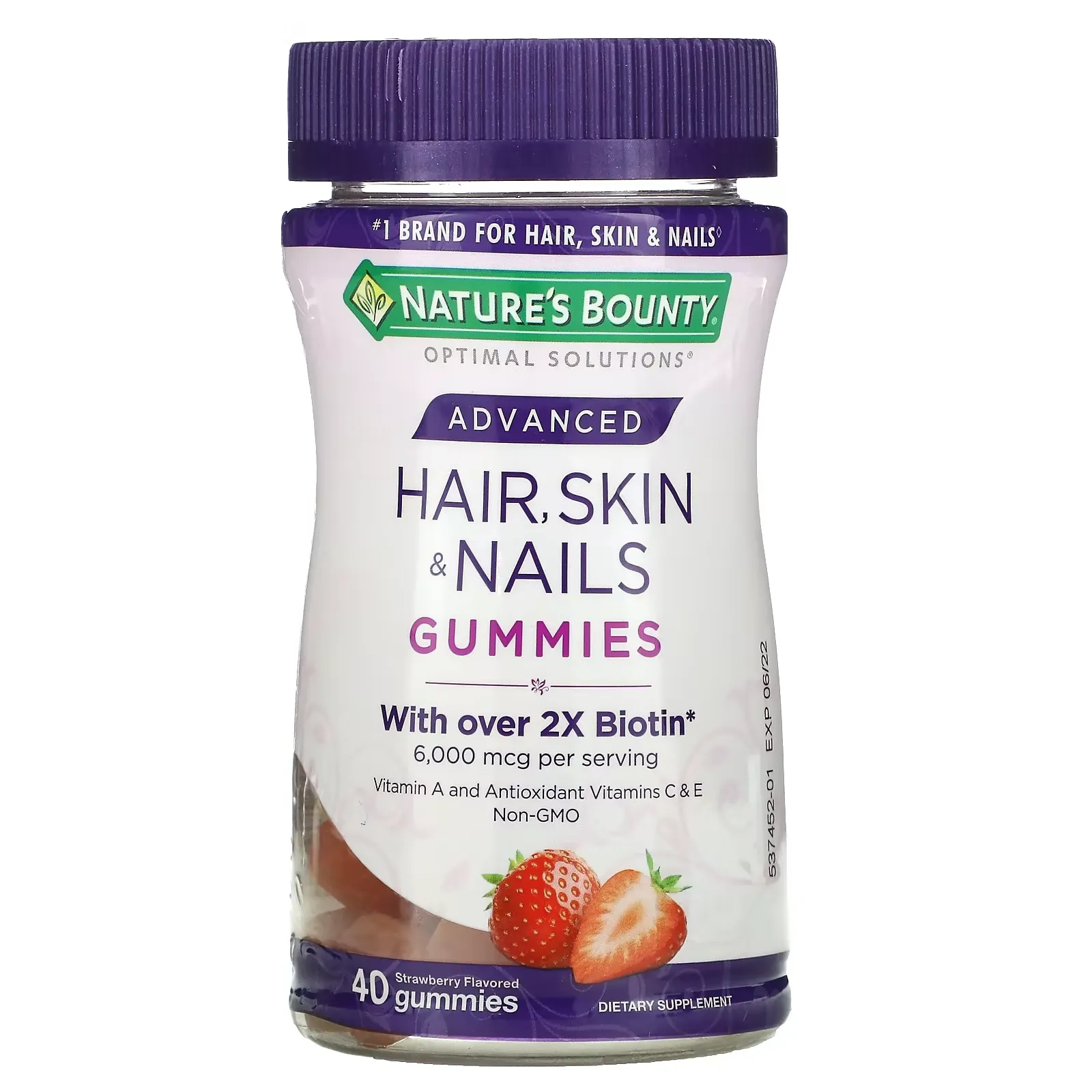 Advanced Hair, Skin & Nails Gummies, Strawberry, 40 Gummies