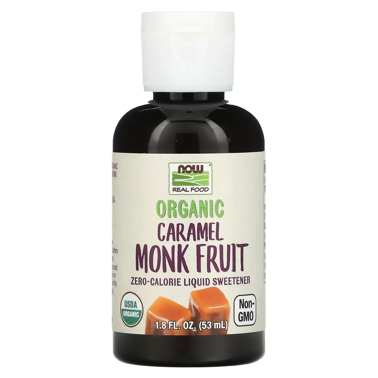 Real Food, Organic Monk Fruit, Zero-Calorie Liquid Sweetener, Caramel, 1.8 fl oz (53 ml)