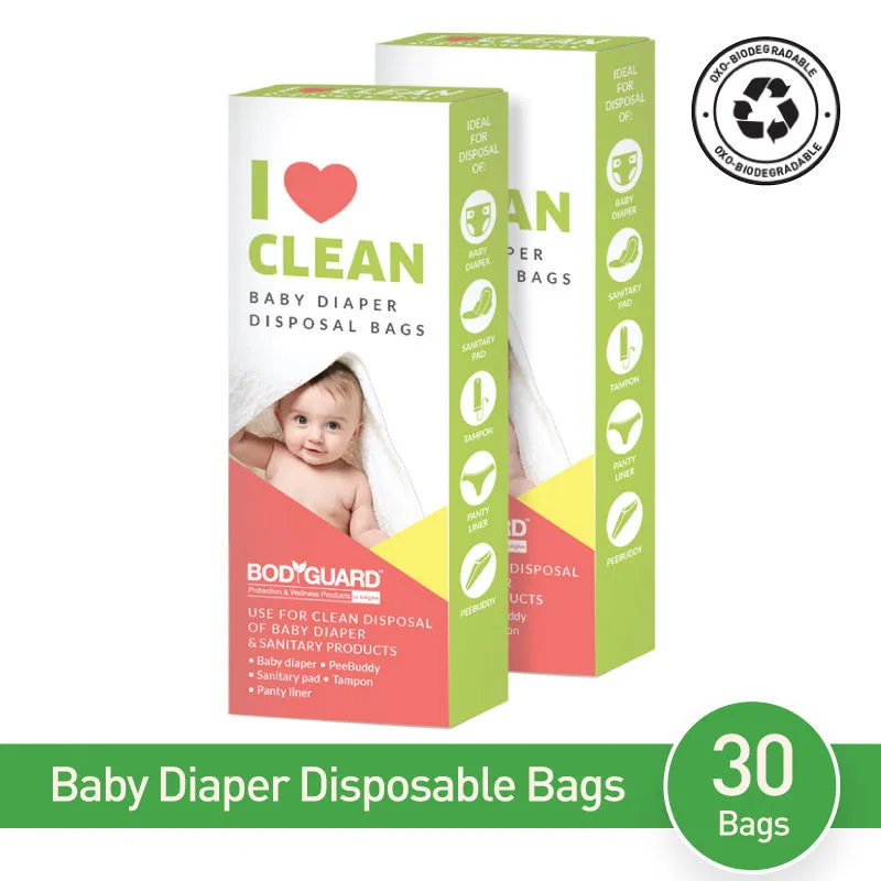 BodyGuard Baby Diapers & Sanitary Disposal Bag 30 Bags (2 Pack 15 Bags Each)