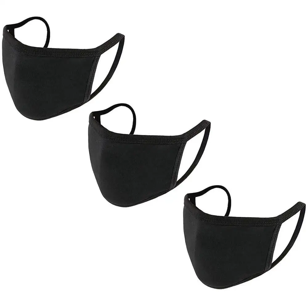 Ajeraa Unisex Adjustable Anti Dust Anti Pollution Reusable Washable Face Mouth Mask,  Black (Pack of 3)