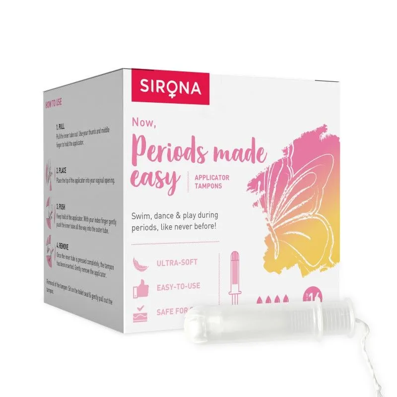 Sirona FDA Approved Premium Applicator Tampons (Super Plus Heavy Flow), 8 Hours Protection