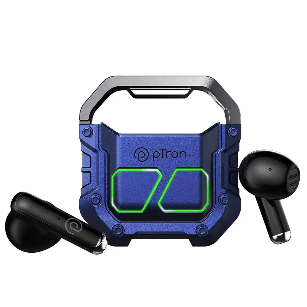 Ptron Bassbuds Xtreme TWS,  Blue & Black