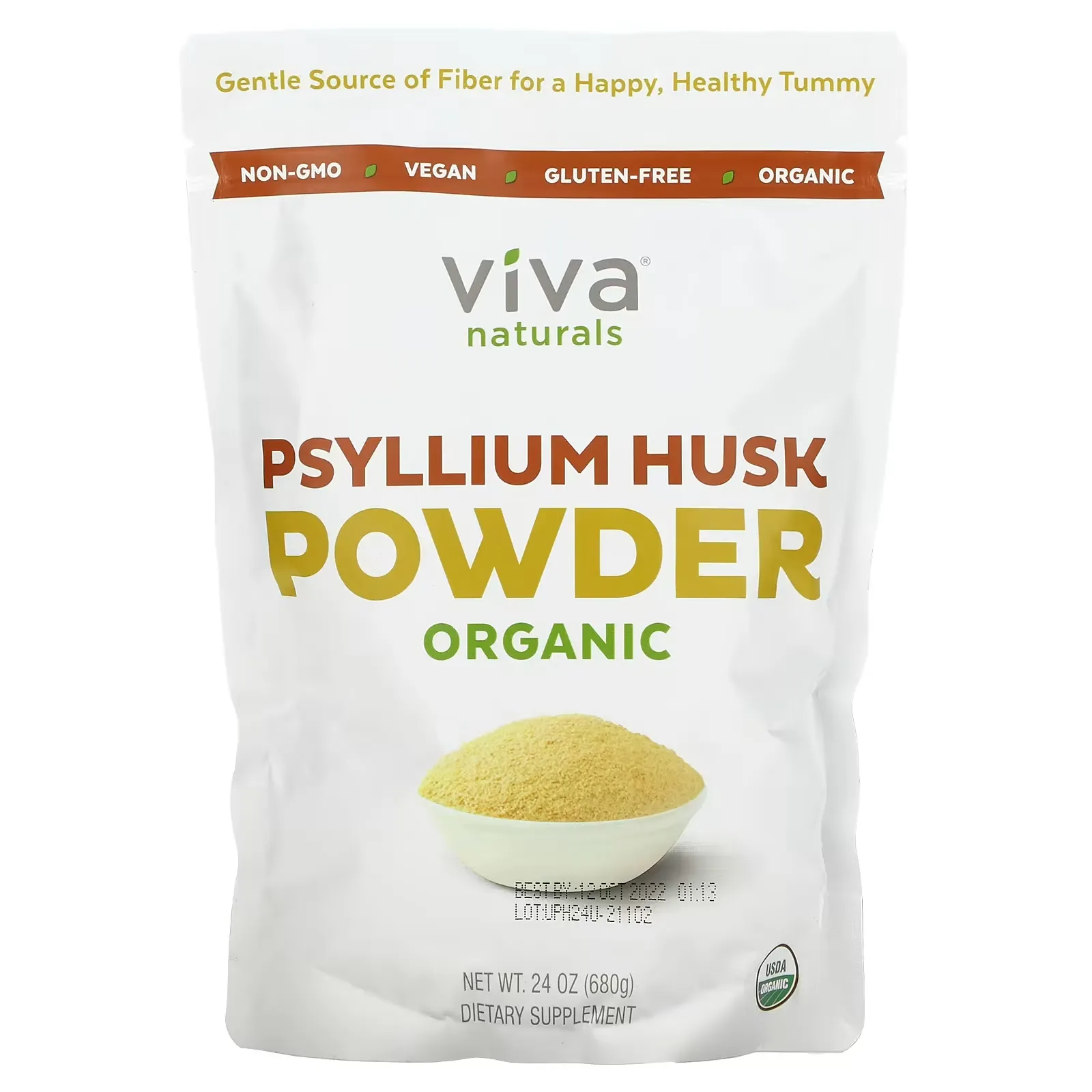 Organic Psyllium Husk Powder, 24 oz (680 g)