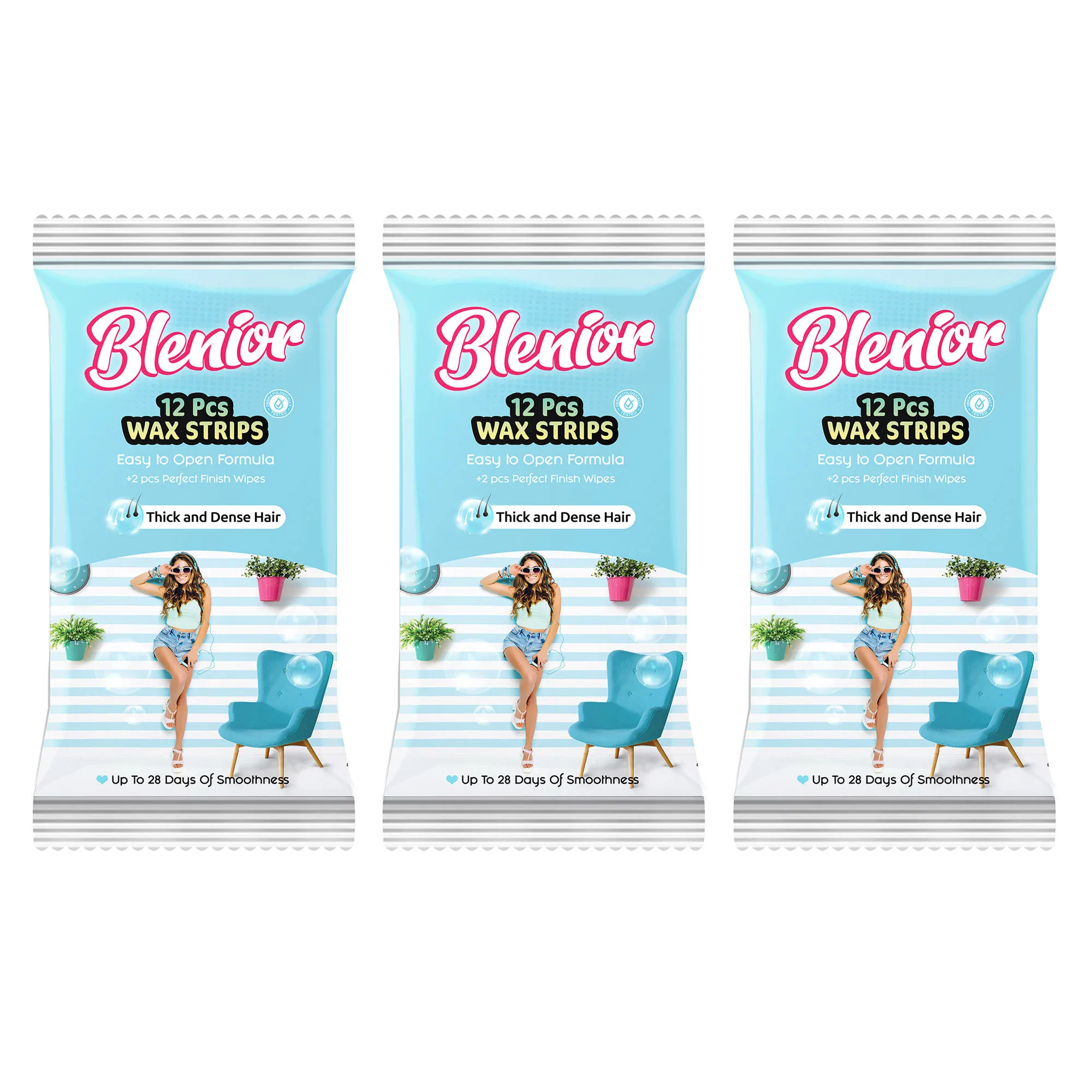 Blenior Body Wax Strips - Thick & Dense Hair (Pack Of 3)