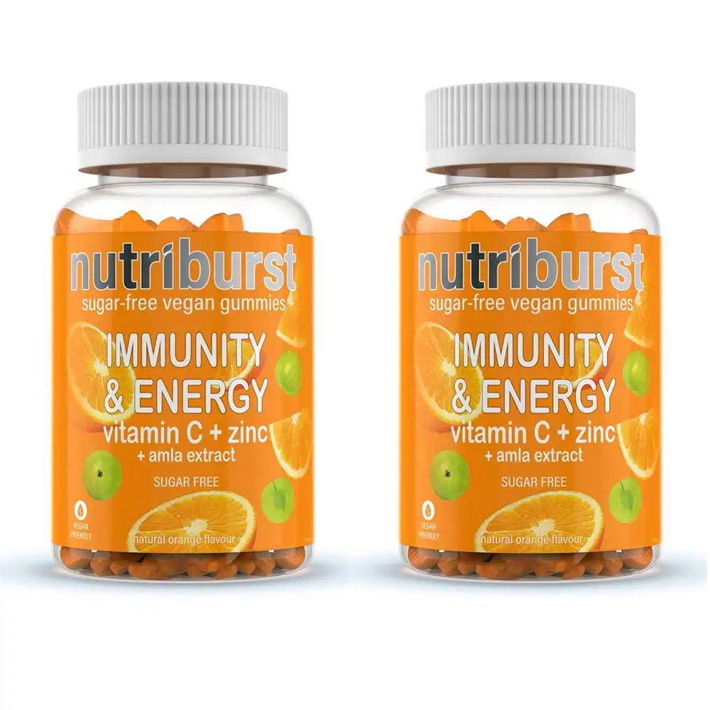 Nutriburst Immunity & Energy,  60 gummies  Orange Pack of 2