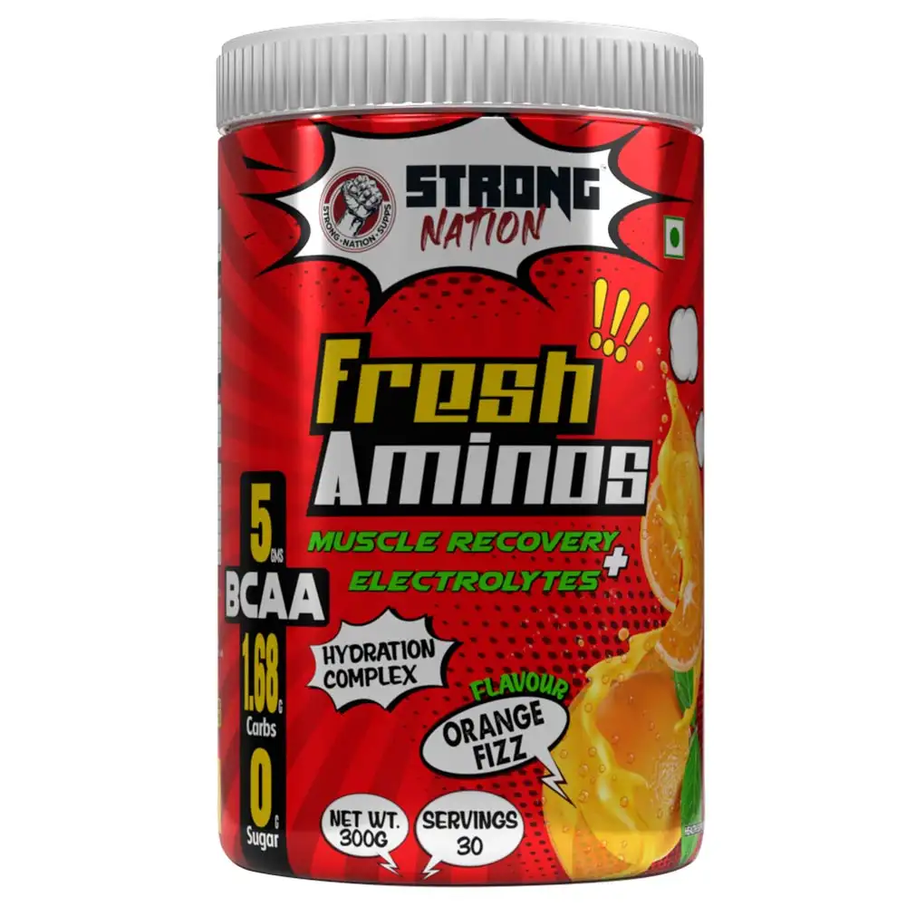 Strong Nation Supps Fresh Aminos,  0.66 lb  30 Servings  Orange Fizz