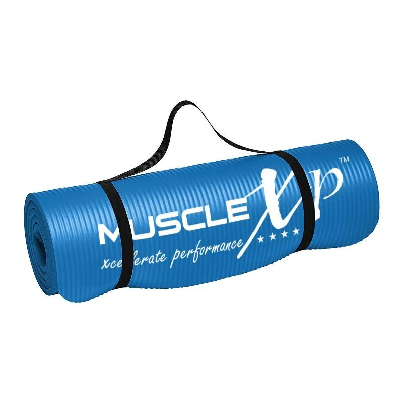 MuscleXP Yoga Mat (10 Mm) Extra Thick Nbr Material For Men And Women - Blue