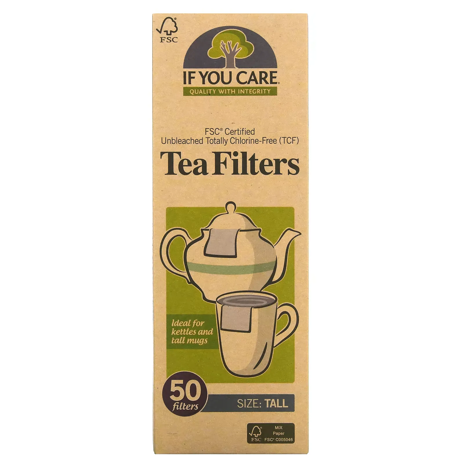 Tea Filters, Tall, 50 Filters