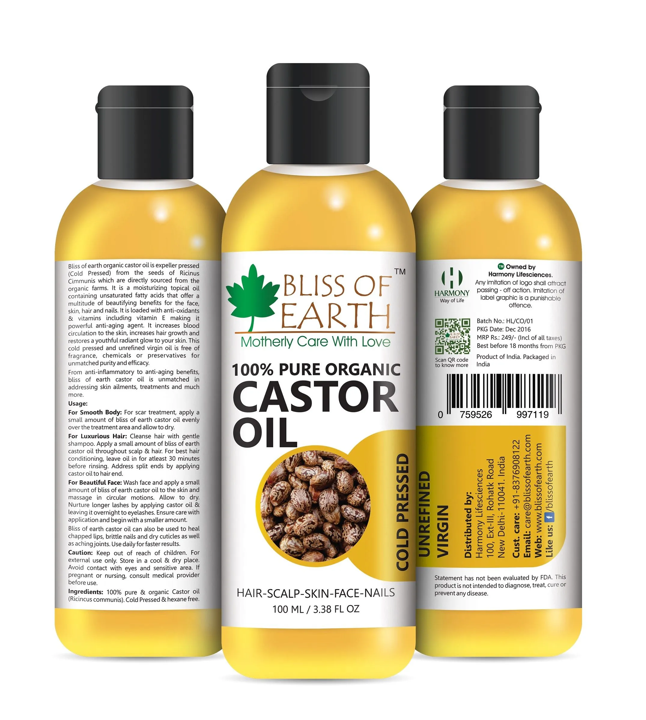 Bliss Of Earth Organic Castor Oil