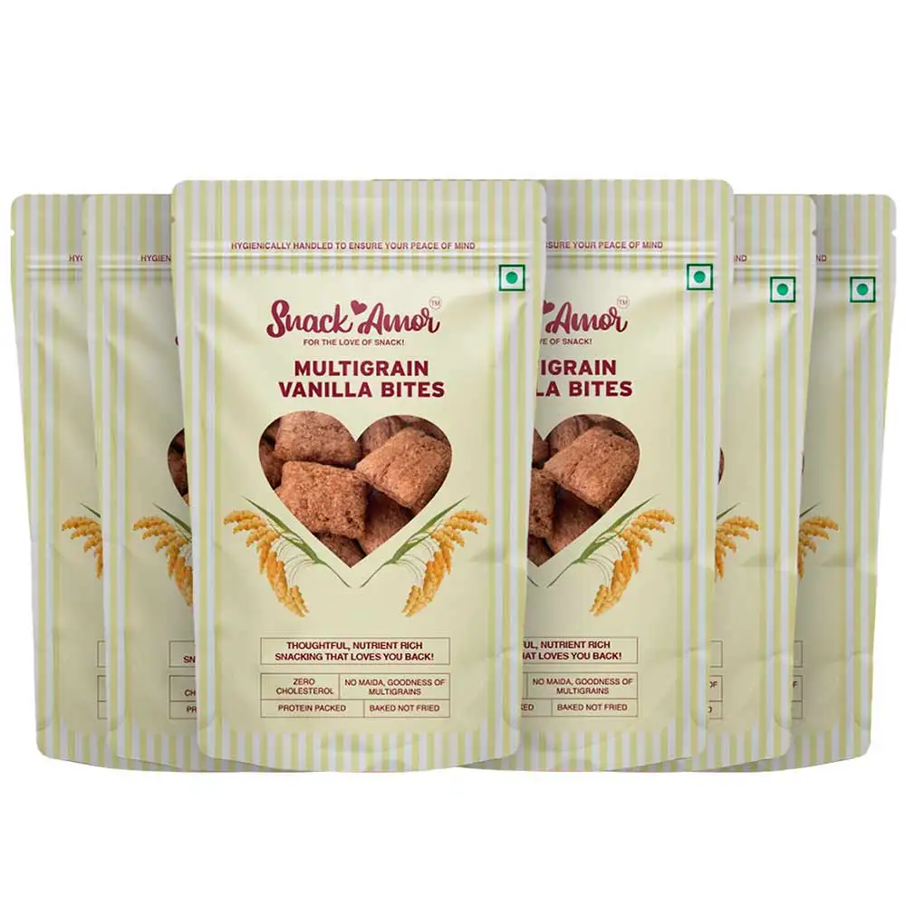 SnackAmor Multigrain Bites,  Vanilla (Pack of 6)  100 g