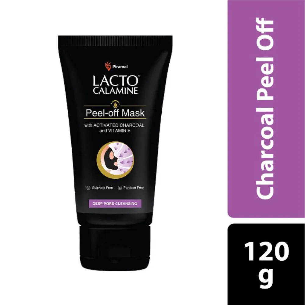 Lacto Calamine Peel Off Mask With Activated Charcoal And Vitamin E, No Parabens No Sulphates