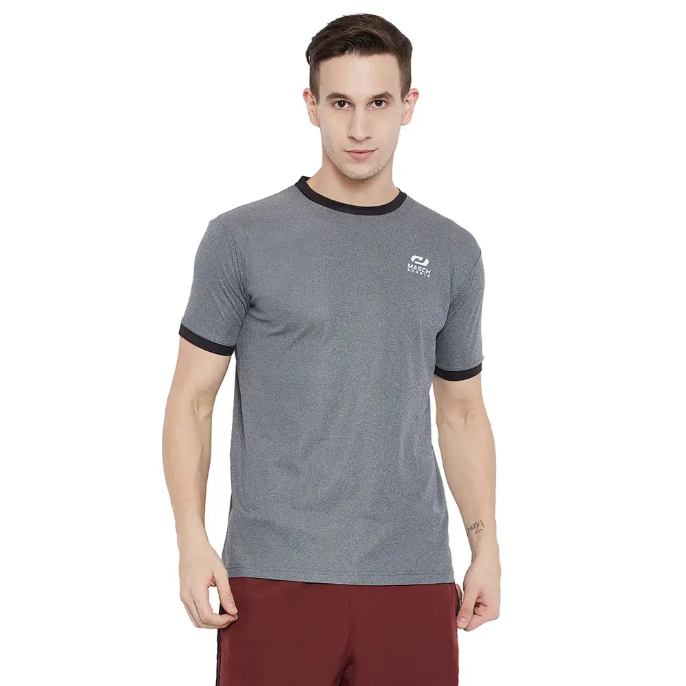 Masch Sports Mens Regular Fit Polyester Active T Shirt (MSTS 0618 HSCS GRNDL GBRIB),  Grey  Large