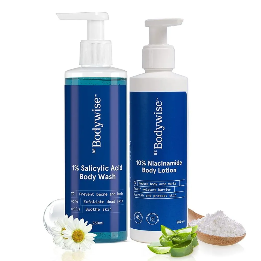 Be Bodywise 1% Salicylic Acid Body Wash + 10% Niacinamide Body Lotion - Helps Improve Skin Texture