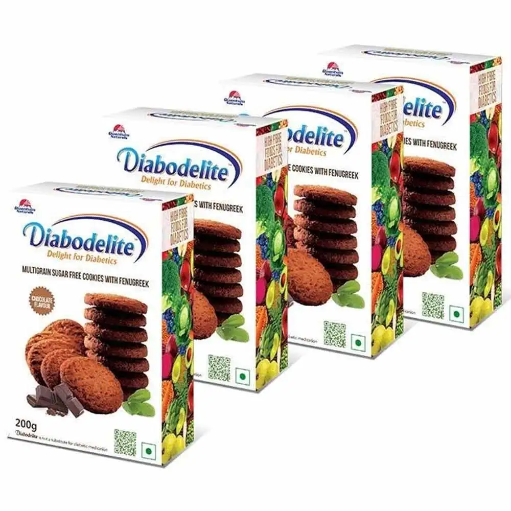 Quantum Naturals Diabodelite Cookies,  200 g  Chocolate (Pack of 4)