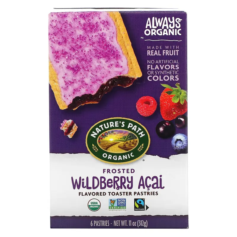 Organic Toaster Pastries, Frosted Wildberry Acai, 6 Pastries, 52 g Each