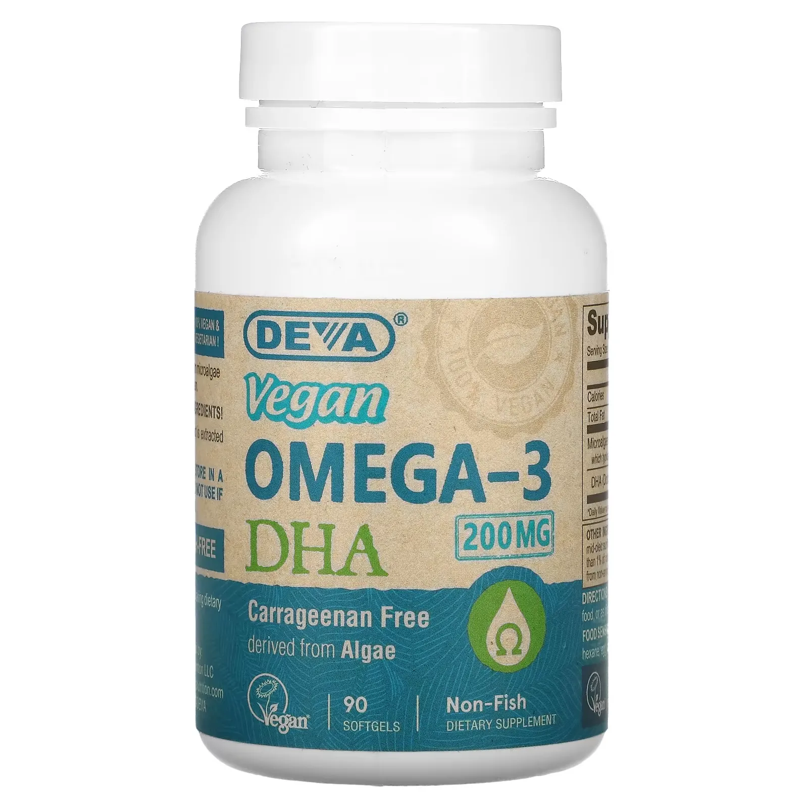 Vegan Omega-3 DHA, 200 mg, 90 Softgels