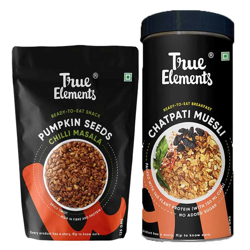 True Elements Chatpati Muesli Chilli Masala Pumpkin - On The - Go Snack Combo,  2 Piece(s)/Pack  Unflavoured