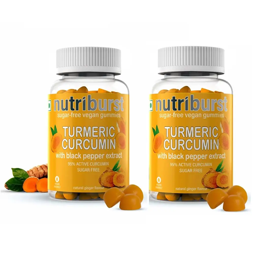 Nutriburst Turmeric Curcumin - Pack of 2,  60 gummies