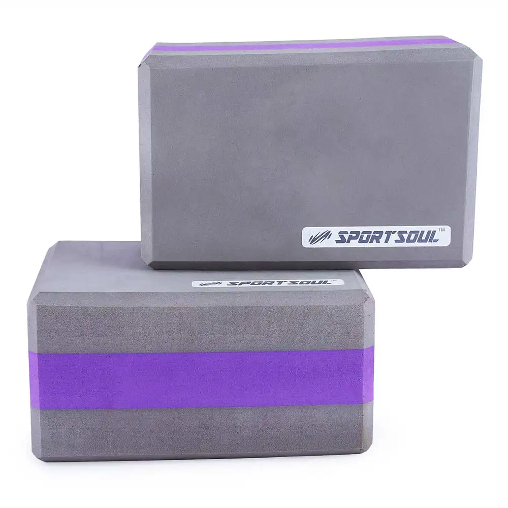 SportSoul Dual Colour Yoga Block,  Purple & Grey (Pack of 2)  22 x 11 x 10 cm