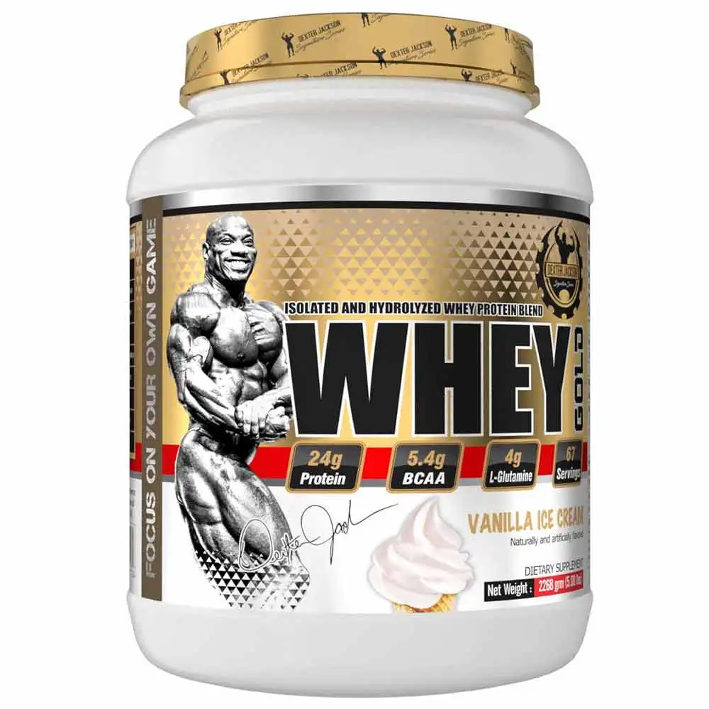 Dexter Jackson Isolate and Hydrolyzed Whey Protein blend Whey Gold,  5 lb  Vanilla Ice Cream