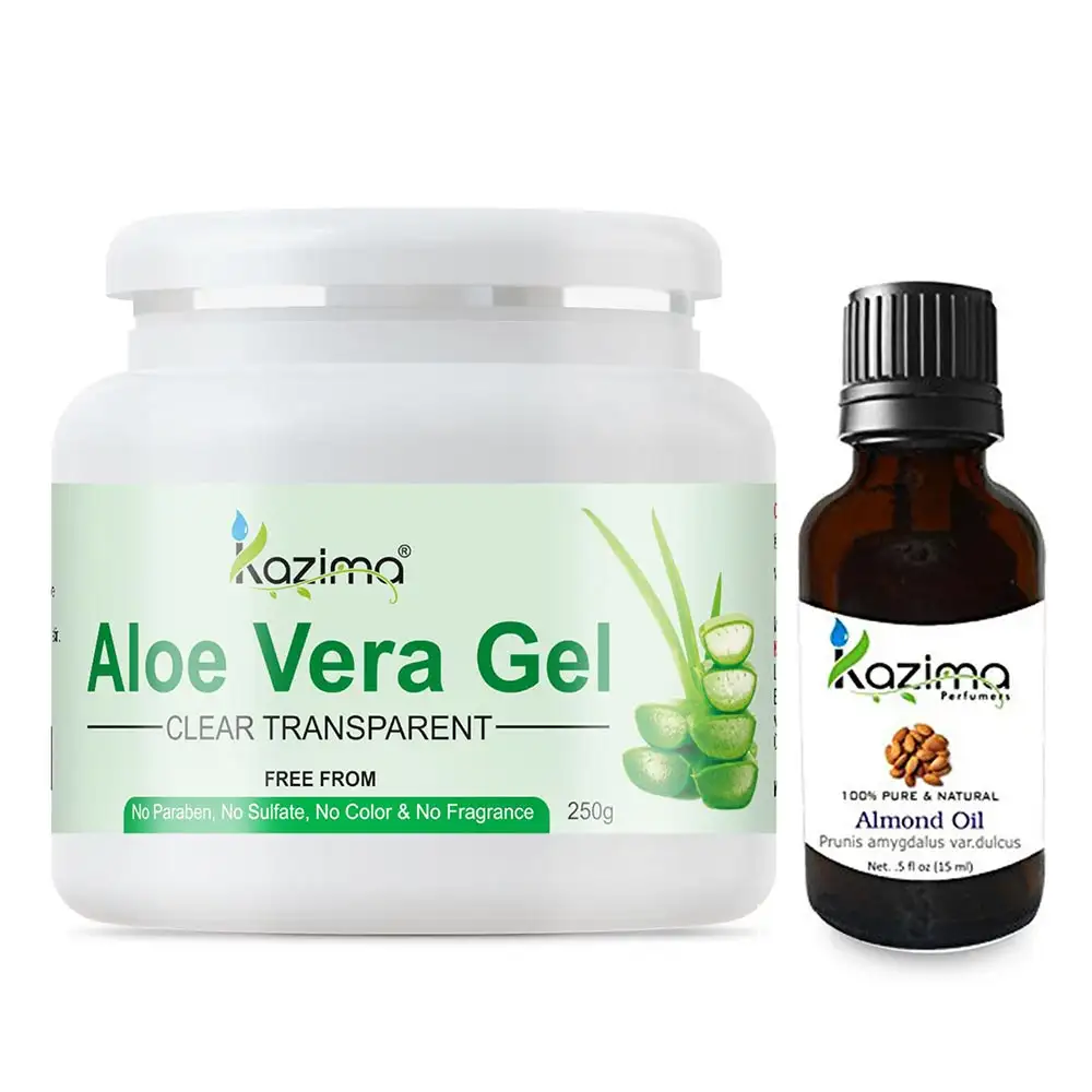 Kazima Aloe Vera Gel 250 gm & Almond Oil 15 ml Combo,  2 Piece(s)/Pack  All Skin Type