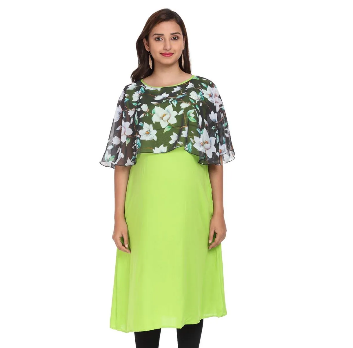 Morph Maternity Cape Style Feeding Kurti - Green